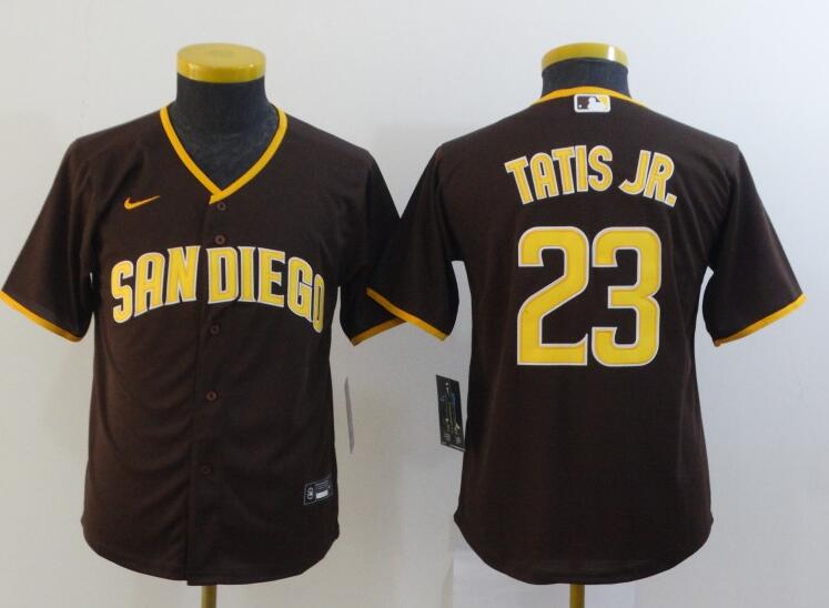 Youth San Diego Padres #23 Tatis jr brown Game 2021 Nike MLB Jersey->youth mlb jersey->Youth Jersey